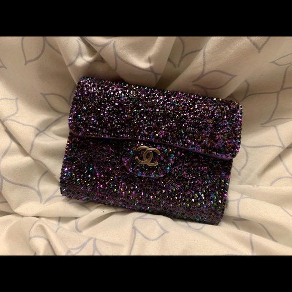 CHANEL Accessories - ❌TRADED❌NFS Chanel iridescent purple strassed card